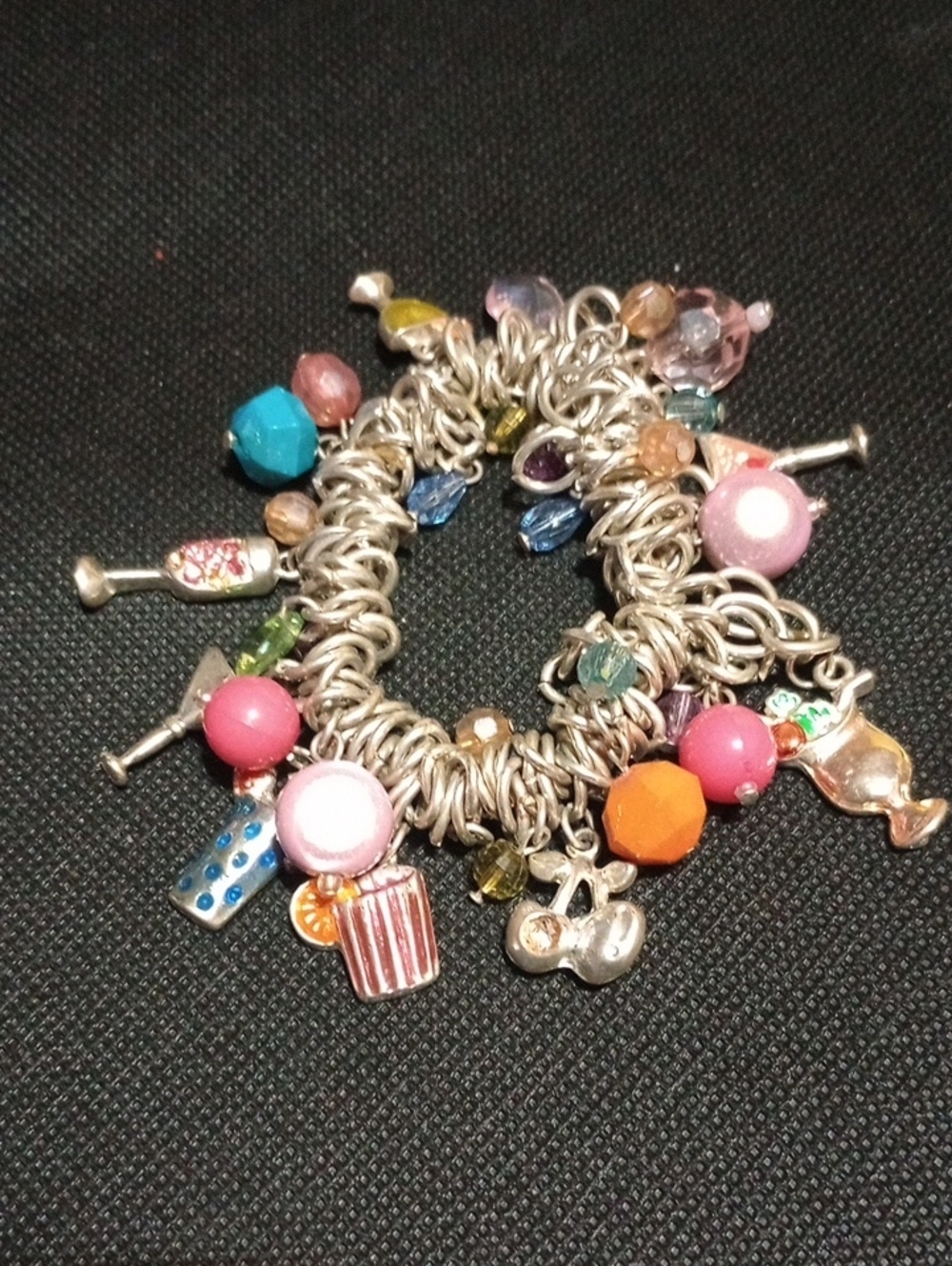 Colorful Pink & Multicolor Charm Bracelet - Women Jewelry
